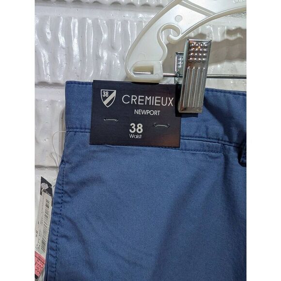 Cremieux Men's Blue Solid 100% Cotton Mid-Rise Chino Shorts Size 38 NWT - Picture 2 of 7